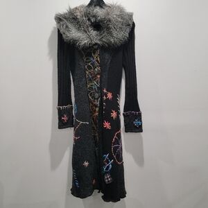 Griffolie Paris Designer Abstract Fur Dress Coat Size 1